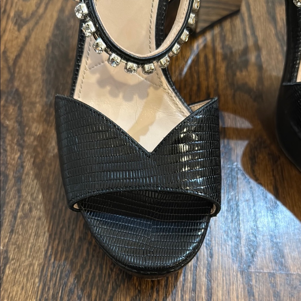 Miu Miu Black and Silver Platform Heels - Picture 9 of 10